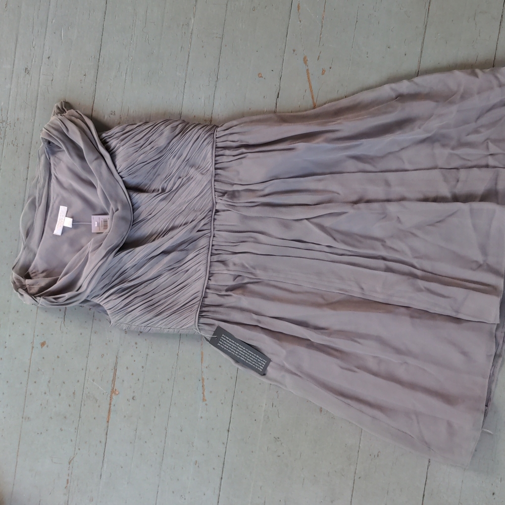 Nwt Ann Taylor grey silk formal cocktail dress